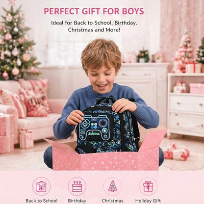 3PCS Kids Backpack Set, School Backpack with Lunch Bag & Pencil Case, Lightweight Waterproof Bookbag for Kids (Blue-Green Game) - color: Blue-green Game