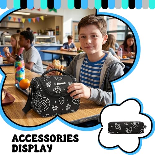 Boys Backpack for Kids 8-12 Years Old Boys Backpack for School Lightweight Kids School Bookbag with Lunch Box Set Back to School Supplies for Elementary Toddler Student - color: Black Planet
