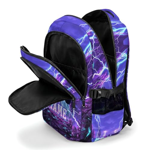 Personalized Backpacks Boys School Backpack for Kids Teen Truck Lovers, Custom Large Capacity Car Bookbag for Students Travel Camping Casual - color: Purple