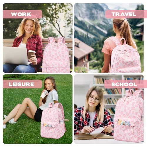 LEDAOU School Backpack for Teen Girls Elementary Middle School Bookbag Kids Backpacks Women Laptop Backpack Travel Daypack - color: Pink Flower