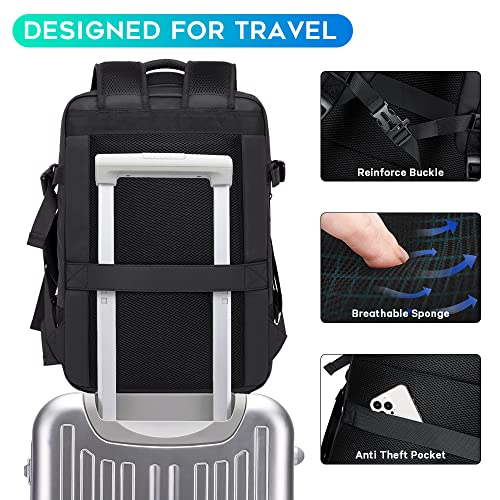 BANGE Travel Backpacks,Flight Approved Carry On Backpacks, 17-inch Laptop Backpack for International Travel Bag,Weekender Luggage Backpack for Men - color: Black