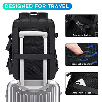BANGE Travel Backpacks,Flight Approved Carry On Backpacks, 17-inch Laptop Backpack for International Travel Bag,Weekender Luggage Backpack for Men - color: Black