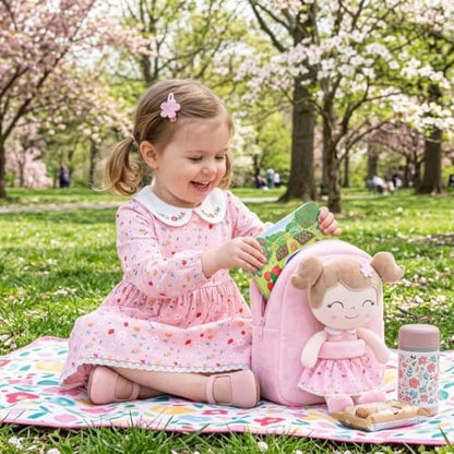 Gloveleya Kids Backpacks Girls Backpack Plush Bags Diaper Bag Backpack with Floral Doll Pink - color: A061 Flower Pink Backpack, size: 9 inches