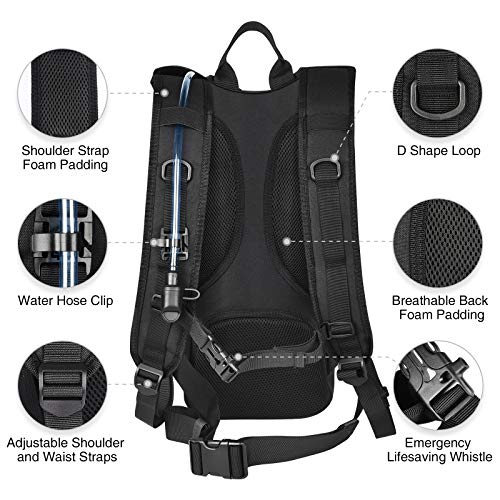 NOOLA Hydration Backpack with 3L TPU Water Bladder, Tactical Molle Water Backpack for Men Women, Hydration Pack for Hiking, Biking, Running and Climbing - color: black