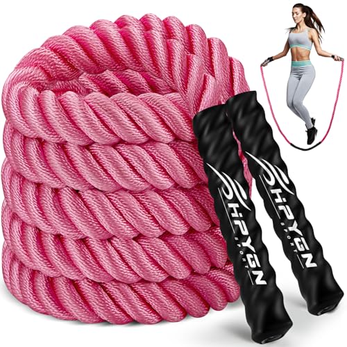HPYGN Jump Rope, Weighted Jump Rope for Men women, 2.8lb 3.8lb 5lb Heavy Skipping Rope for Exercise, Adult Jumpropes for Home Workout, Improve Strength and Building Muscle,Total Body Workout Equipment - style: 2.8lb pink jump rope for women