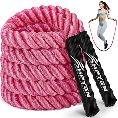 HPYGN Jump Rope, Weighted Jump Rope for Men women, 2.8lb 3.8lb 5lb Heavy Skipping Rope for Exercise, Adult Jumpropes for Home Workout, Improve Strength and Building Muscle,Total Body Workout Equipment - style: 2.8lb pink jump rope for women