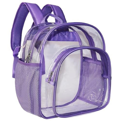 Clear Backpack Stadium Approved 12x12x6 Small Clear Backpack for Concert,Work,Festival,Security,Stadium - color: Light Purple