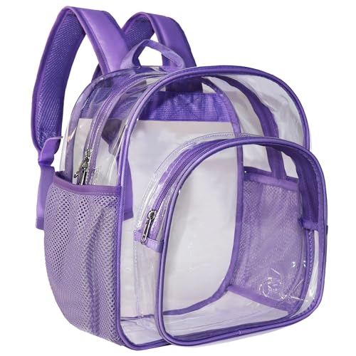 Clear Backpack Stadium Approved 12x12x6 Small Clear Backpack for Concert,Work,Festival,Security,Stadium - color: Light Purple