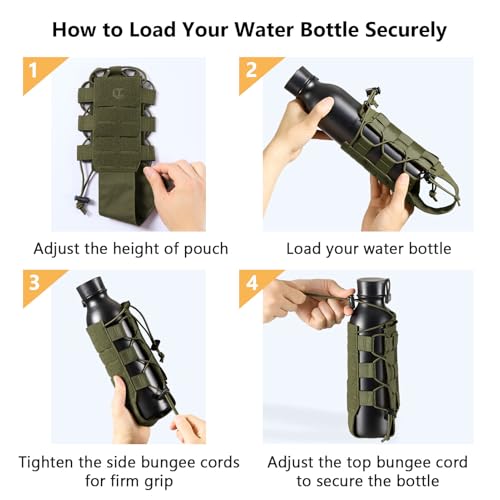 Tactical MOLLE Pouch Water Bottle Holder with Shoulder Strap Modular Bag for Outdoor Hiking Camping Hunting Fishing Airsoft - color: Army Green