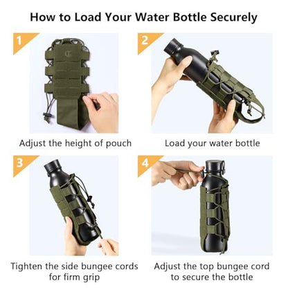 Tactical MOLLE Pouch Water Bottle Holder with Shoulder Strap Modular Bag for Outdoor Hiking Camping Hunting Fishing Airsoft - color: Army Green