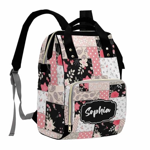 MyPupSocks Custom Floral Diaper Backpack - Personalized Multifunctional Mom Bag with Name, Ideal for Nursing and Travel, Featuring Spacious Capacity - color: Style 2