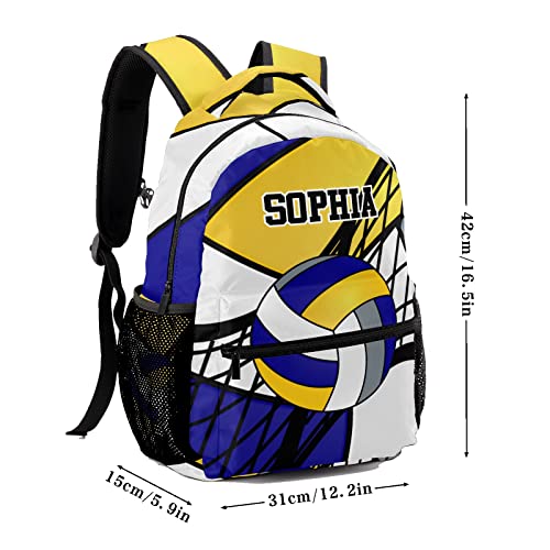 Custom Volleyball Blue Yellow White Personalized Causual Shoulder Bag Sports Leisure Camping Backpack for Women Men - color: Design 3