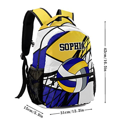 Custom Volleyball Blue Yellow White Personalized Causual Shoulder Bag Sports Leisure Camping Backpack for Women Men - color: Design 3