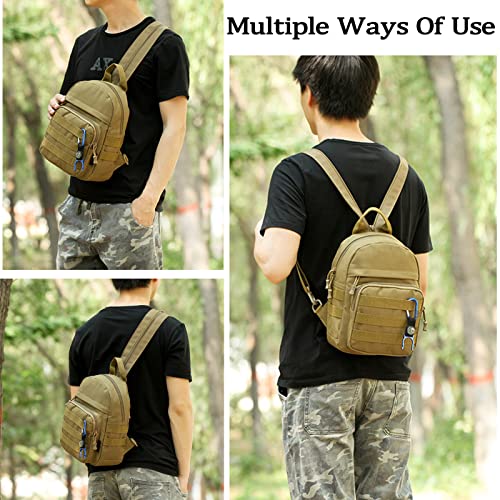 Mini Tactical Backpack, 6L Small Sling Backpacks Shoulder Bag For Running Travel Daypack with Carabiner For Men Women - color: Green1
