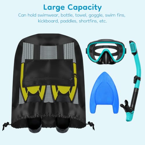 BROTOU Drawstring Backpack Gym String Bag with Pocket for Men Women Heavy Duty Mesh Bag Sport Equipment Bag for Swimming Yoga Beach Laundry - color: Black backpack-1pc
