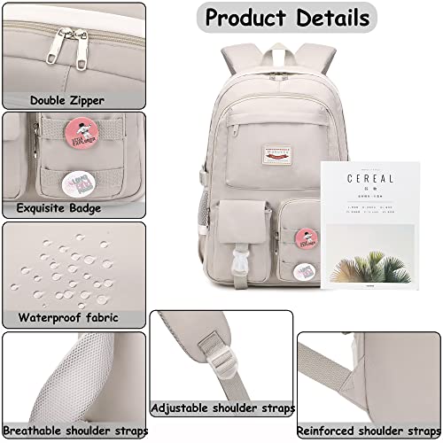 Makukke School Backpacks for Teen Girls - Laptop Backpacks 15.6 Inch College Cute Bookbag Anti Theft Women Casual Daypack,Gray - color: Grey