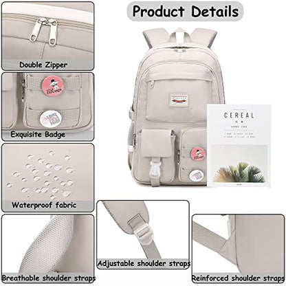 Makukke School Backpacks for Teen Girls - Laptop Backpacks 15.6 Inch College Cute Bookbag Anti Theft Women Casual Daypack,Gray - color: Grey