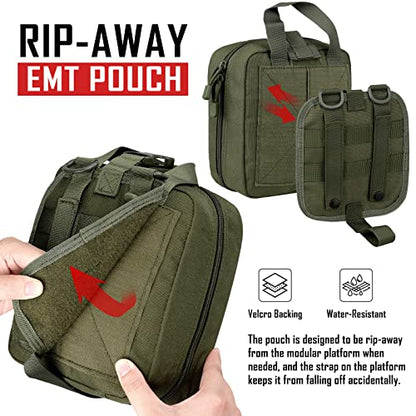 LIVANS 1000D First Aid Bag Empty Medical Ifak Pouch Molle EMT Pouches Rip-Away Tactical Military Trauma Emergency Medic Bag - color: Army Green(7.1"l X 3.5"w X 8"h)