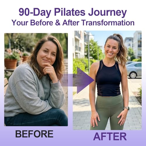 Home Pilates Ring and Ball Set for Women with 5 Resistance Bands 13 inch Magic Circle Workout Starter Kit for Beginners Full Body Toning 15 Min Daily Routine - color: Purple Mix