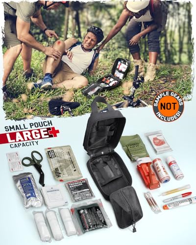 LIVANS 1000D First Aid Bag Empty Medical Ifak Pouch Molle EMT Pouches Rip-Away Tactical Military Trauma Emergency Medic Bag - color: Black-small Size(5.7"lx 3.4"w X 7.9"h)