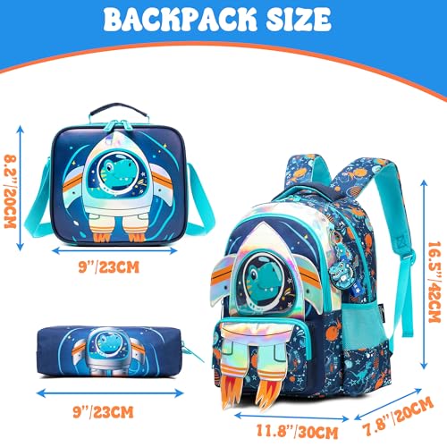Meetbelify Kids School Backpacks for Girls Boys Backpack with Lunch Bag for Elmentary Students - color: 02 Blue