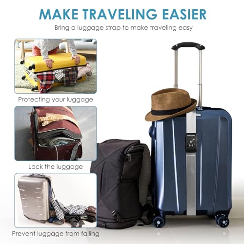 Travel Inspira Luggage Straps for Suitcases with TSA Lock, Protect Your Luggage Anti-Burst, High Visibility Color, Easy to Identify Luggage Adjustable Heavy Duty Belt for 20-32 Inch Suitcases - color: Grey