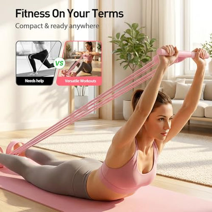 Pedal Resistance Band with Handles, 2026 Upgrade 8 Tube Elastic Foot Pedal Puller Bands, Exercise Fitness Bands for Full Body Workout, Abdomen, Waist, Arms, Legs Stretching Training - color: 2 PCS