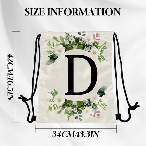 Initial Letter Drawstring Backpack String Sports Gym Bags Waterproof Sackpack Cute for Men Women Beach (13"×17") (Letter-D) - color: Letter-d