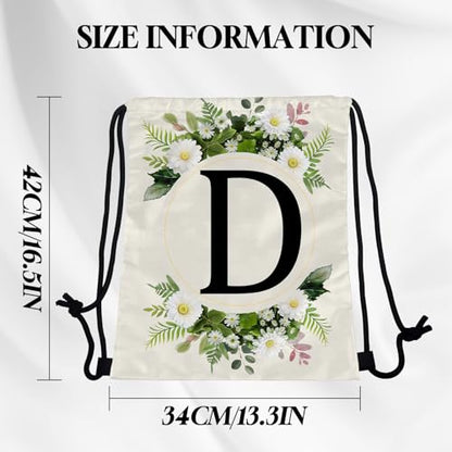 Initial Letter Drawstring Backpack String Sports Gym Bags Waterproof Sackpack Cute for Men Women Beach (13"×17") (Letter-D) - color: Letter-d