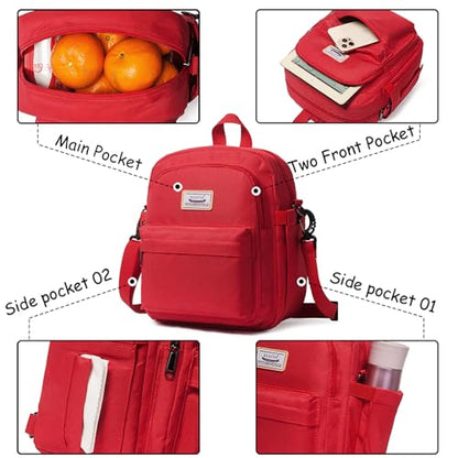 Insulated Lunch Bag Backpack for Women, Small Crossbody Sling Insulated Tote, Convertible Lunch Cooler Box for Work - Red - color: Red