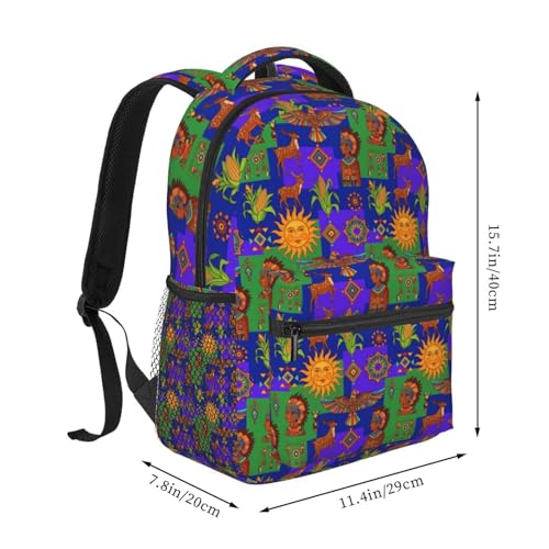Stylish Commuter Backpack Oaxaca Mexico Mexican Mayan Tribal Art, Lightweight Laptop Daypack for Work Office Daily and Travel - color: Pattern (261)
