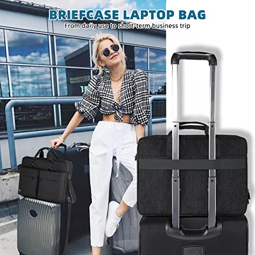 KINGSLONG 17.3 inch Laptop Briefcase Bag for Men Women, Laptop Messenger Bag with Shoulder Strap, Water Resistant Business Crossbody Bag Computer Bag for Asus Acer Dell Thinkpad, Black - color: Black