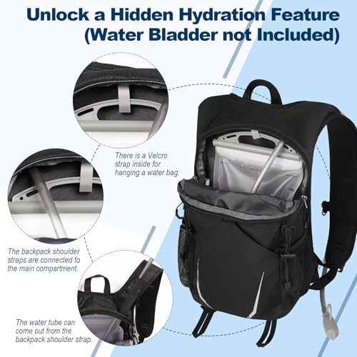 10L Small Hiking Backpack for Men Women Travel Daypack with Chest Strap lightweight backpacks mini backpack for Camping Cycling Travel Outdoor - color: Black