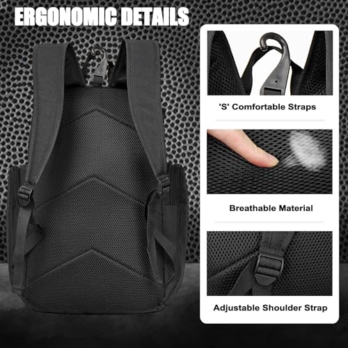 LARIPOP Basketball Backpack with Ball & Ventilated Shoe Compartment Insulated Pockets for Men Training - color: black