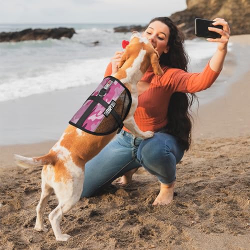 Dogline MaxAire Vest Therapy Dog Removable Patch Adjustable Harness Reflective for Puppies Small Medium and Large Dogs 17 by 21 Inch Girth Pink Camo - color: Pink Camo, size: Girth 17 by 21"