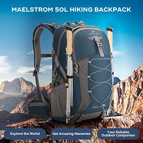 Maelstrom Hiking Backpack,Camping Backpack,50L Waterproof Hiking Daypack with Rain Cover,Lightweight Travel Backpack,Blue - color: 50l Blue, size: 50L