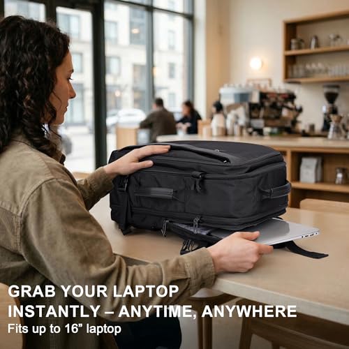 PIJUSHI Travel Backpack for Women Expandable Carry on Luggage Backpack Airline Approved TSA 16" Laptop Bag Business with USB Port(PE034 Black) - color: Black
