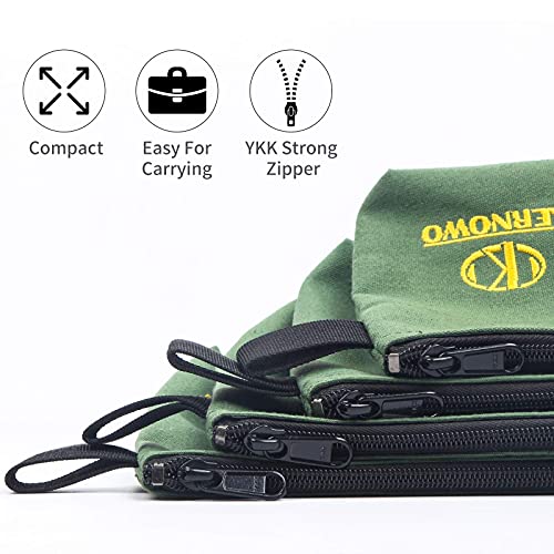 Premium Canvas Tool Pouch Zipper Bag,Small Tool Bag,Multipurpose Storage pouch(4Pack 7.5/9.5/11.5/13inch 20oz Water Resistant Heavy Duty Army Green Flat Bottom Tool bag with Dependable Zipper) - size: 13/11.5/9.5/7.5 inch