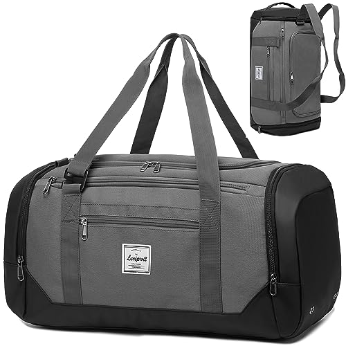 Laripwit Gym Bags for Men, 40L Medium Sports Travel Duffel Bag with Shoe Compartment & Wet Pocket Lightweight Gym Duffle Bag Backpack Multipurpose Weekender Overnight Backpack for Women, Gray - color: Gray