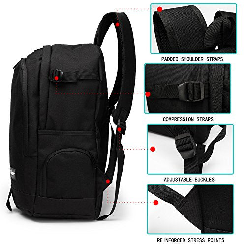 rickyh style School Backpack Travel Bag for Men & Women Lightweight College Back Pack with Laptop Compartmen - color: 01hei