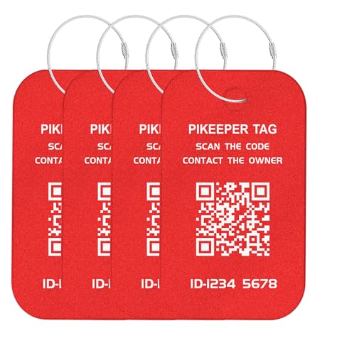 Smart Luggage Tags (4-Pack) - QR Code Shows Scanner’s Location on Scan, Privacy-Controlled Contact Info, Lost Item Alerts, Waterproof Aluminum for Travel Bags & Backpacks - color: Red