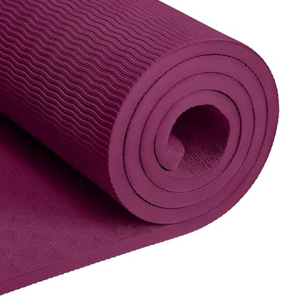 Retrospec Zuma Yoga Mat | 1/2 Inch Thick Non Slip Workout Mat | TPE Exercise Mat for Yoga, Pilates & Stretching | 72x24in - color: Boysenberry