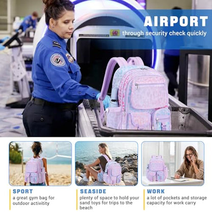 MOONBABY Mesh Backpack Heavy Duty See Through Net Bookbag Semi-Transparent Net Back Pack for Beach, Swimming, Sports, Work, Travel (Purple Leopard) - color: Purple Leopard