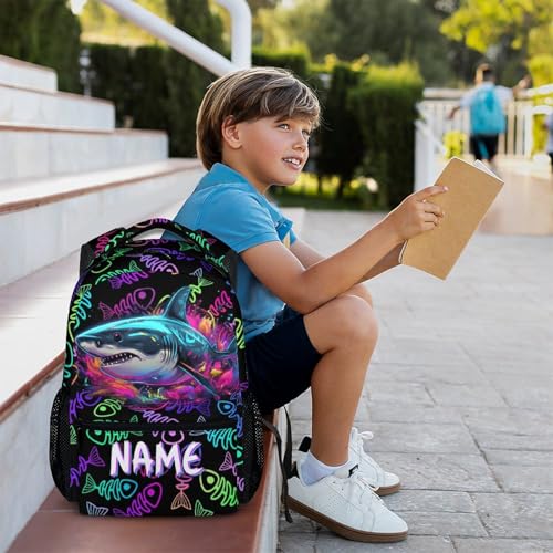 Kids School Backpack, Custom Shark Backpacks, Boys Gift, 17 Inch Personalized Colorful Boys Bookbags for Elementary Kindergarten School Travel Picnic - color: Color-4