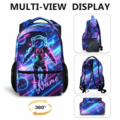 Kids Boys Backpack Personalized Astronaut Backpacks for School Travel - Cool Large Capacity Custom Bookbag for Kindergarten Elementary - color: White