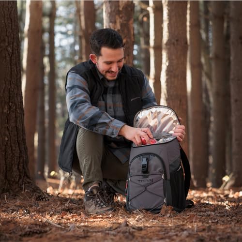 Titan by Arctic Zone Backpack Cooler, Insulated Soft Sided Bag with Leak Proof Lining and Padded Straps, for Lunch, Picnic, and Travel, 24 Can Capacity - color: Sharkskin Gray