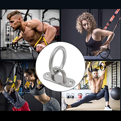 4Pcs M6 Ceiling Wall Mount Hook, Pad Eye Plate, Heavy Duty Anchor with Ring, 304 Stainless Steel, Great for Yoga Swings Hammocks/Boat Rigging/Marine Deck Hardware/Suspension Training Straps - size: M6 (Oval Pad Eye)