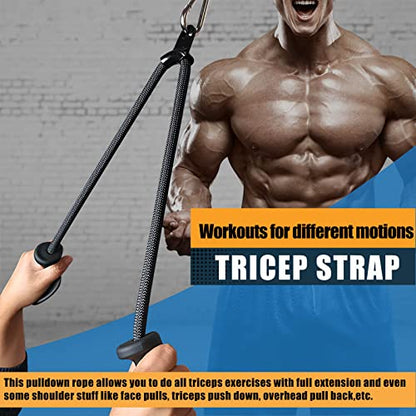 BLUSLM Ergonomic Tricep Rope Pulldown Attachments, Upgraded 27 32 40 & 47 Inch Extra Long Triceps Rope Cable Attachments for Gym, LAT Pull Down Bar for Cable Machine, Tricep Workout Cable Attachments - color: HAND ROPE-04