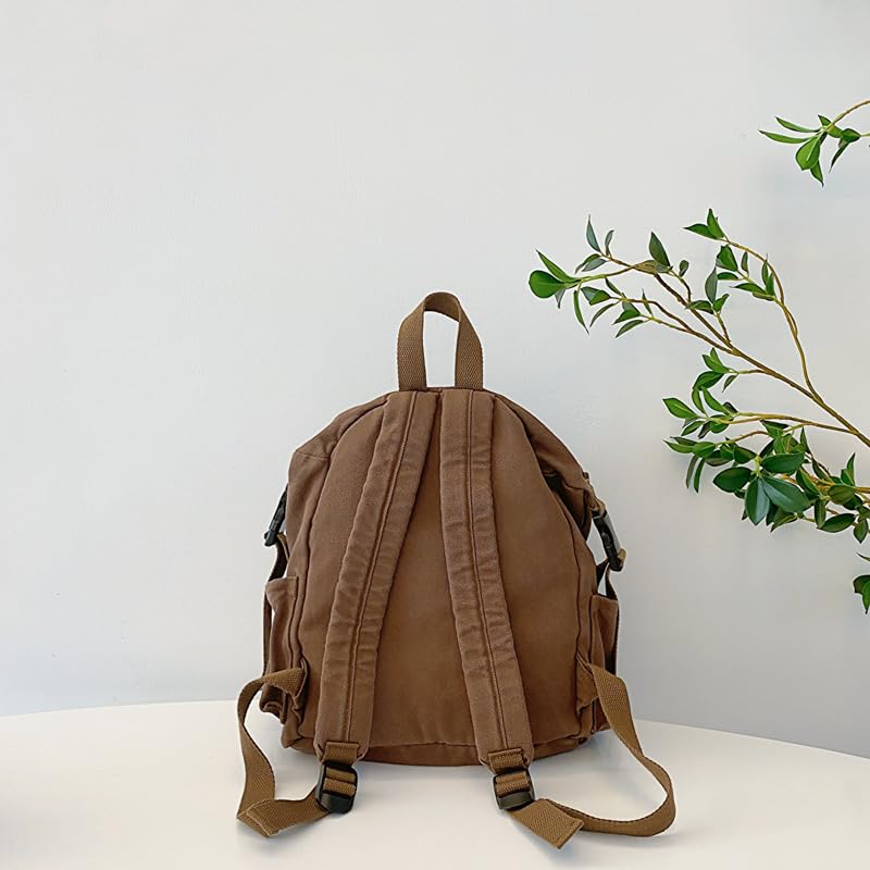 MaxxCloud Canvas Backpack-Adjustable Shoulder Straps,Unisex Mini Laptop Backpack for Work&Travel,Casual Daypack (Brown) - color: Brown