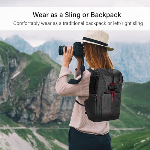 Deco Gear DSLR Camera Backpack, Customizable Compartments for Cameras, Lenses, Accessories & Laptop, Weather Protective, Perfect for Canon Nikon & Sony Photographers (Can Also Turn Into Sling Bag)